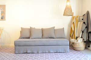 sofaonline - sofa a medida Agusta con tela de lino gris