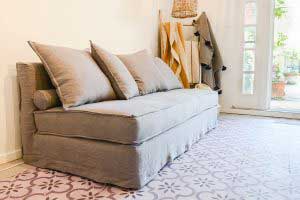 sofaonline - sofa a medida Agusta con tela de lino gris